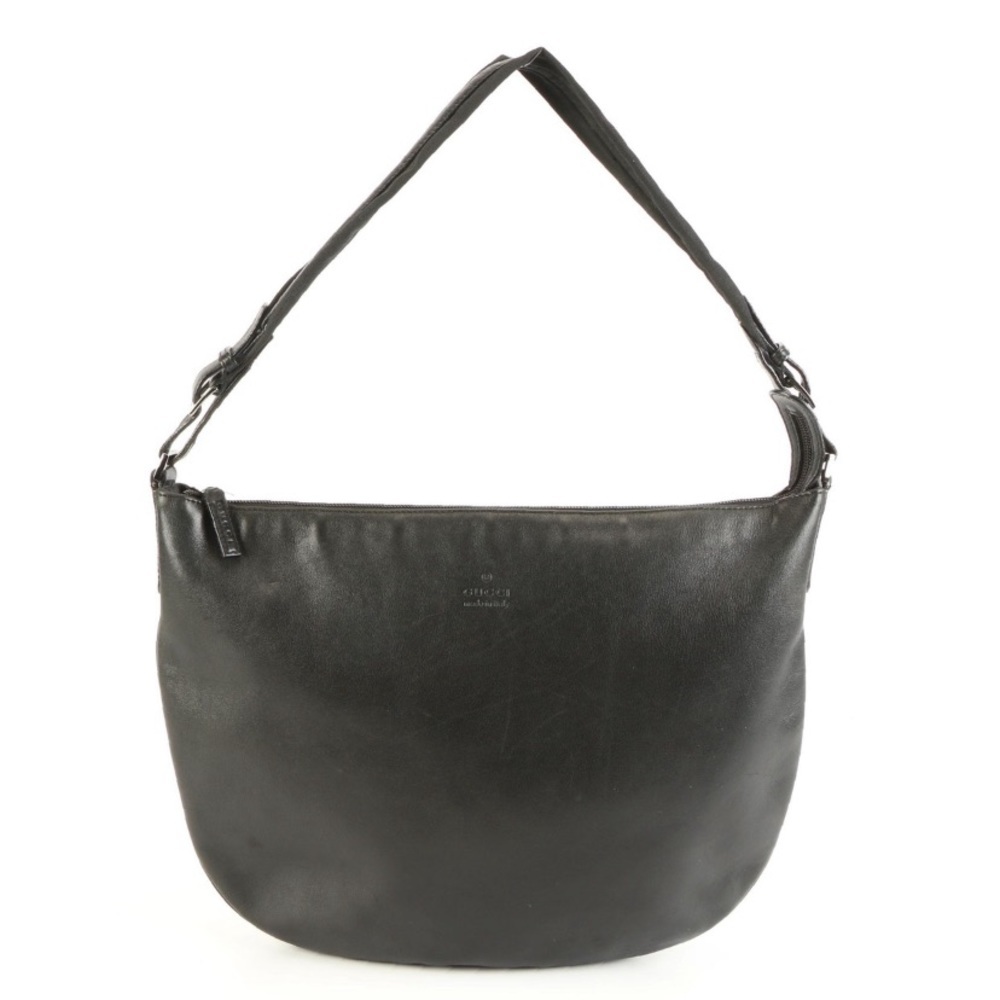 Authentic Gucci Razor Black Leather Bag With Nylon & Leather Strap